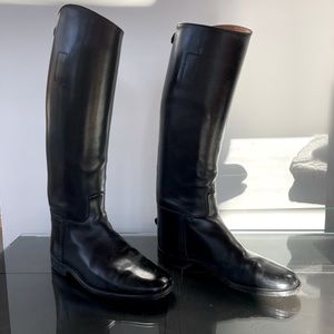 Mens (used) black leather tall riding boots size 8